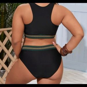 Semi high waisted colorful banded bikini